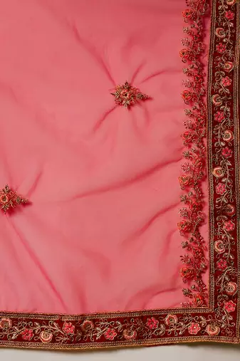Royal Red Velvet Heavy Zari Embroidered Bridal Lehenga Choli