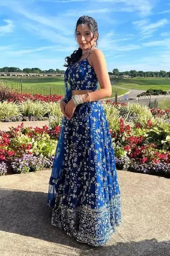 Women's Blue Georgette Lehenga Choli Set