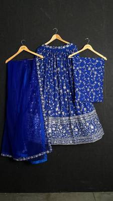 Women's Blue Georgette Lehenga Choli Set 2