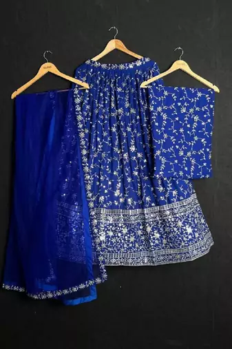 Women's Blue Georgette Lehenga Choli Set