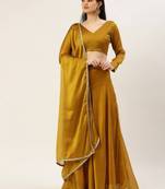 Mustard Color Rangoli Silk With Plain & Lace Border Work Lehenga Choli