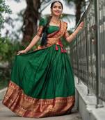 Green Narayanpet Zari Weaving Lehenga Choli