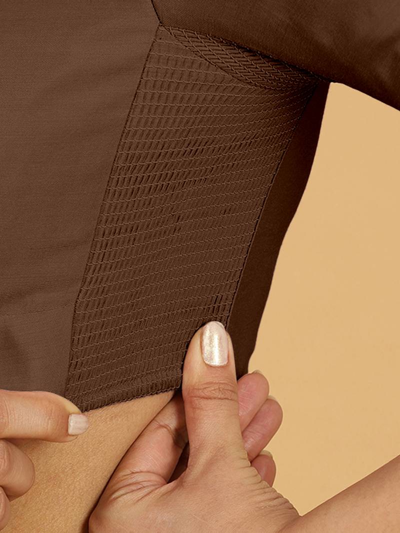 Brown Viscose Collar Neck Plain readymade blouse