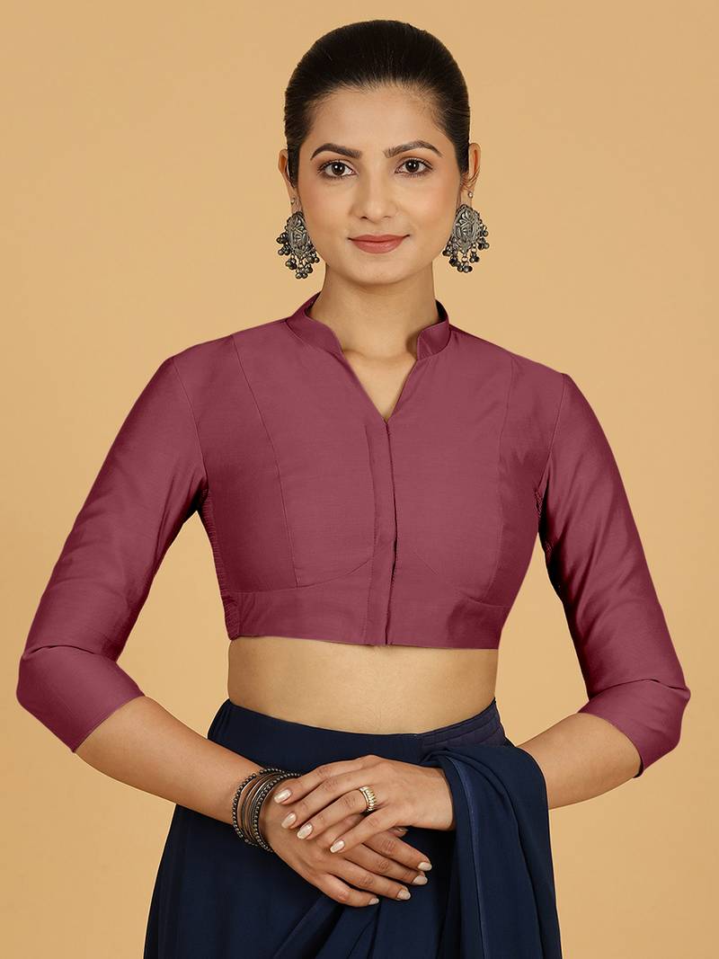 Pink Viscose Collar Neck Plain readymade blouse - Binks - 4448105
