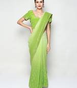 Green Ombre Mokaish Hand Embroidered Saree with Blouse pc