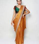 Orange Gajji Silk Bandhani Gota Embroidery Saree with Blouse pc