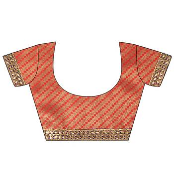 Orange Gajji Silk Bandhani Gota Embroidery Saree with Blouse pc 5