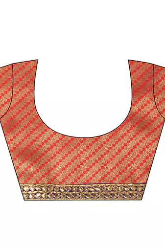 Orange Gajji Silk Bandhani Gota Embroidery Saree with Blouse pc