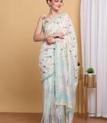 Pastel Chanderi Silk Digital Print Saree with Subtle Floral Design