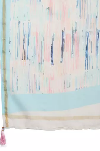 Pastel Chanderi Silk Digital Print Saree with Subtle Floral Design