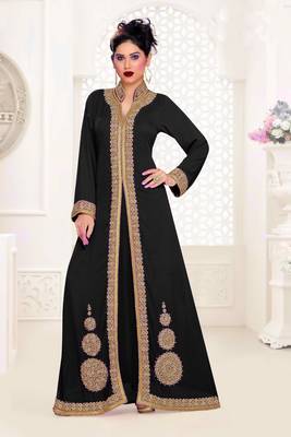 Black color Full Sleeves Handmade Moroccan Kaftan 1