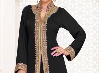 Black color Full Sleeves Handmade Moroccan Kaftan 2