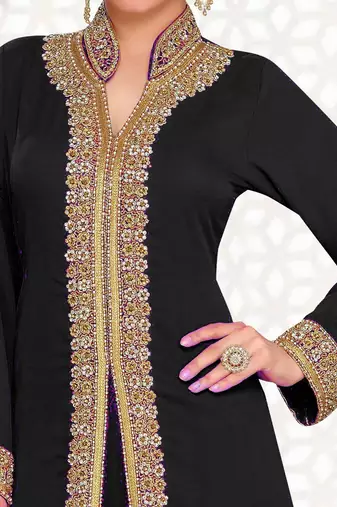 Black color Full Sleeves Handmade Moroccan Kaftan