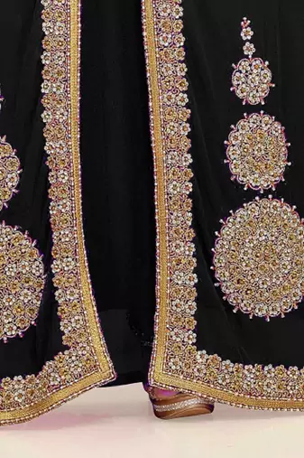 Black color Full Sleeves Handmade Moroccan Kaftan