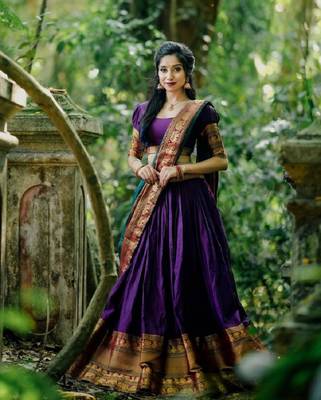 Purple Color Narayan Pet With Zari Weaving Work Lehenga Choli 2