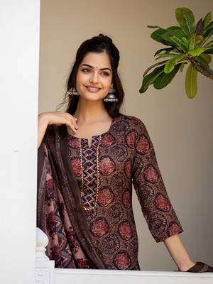 Multi printed cotton blend fancy straight trousers with dupatta 2