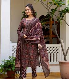 Multi printed cotton blend fancy straight trousers with dupatta