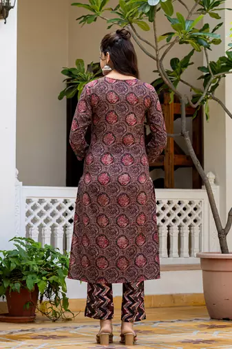 Multi printed cotton blend fancy straight trousers with dupatta