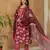 Maroon printed cotton blend fancy straight trousers with dupatta