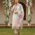 Off white solid silk blend embroidered fancy straight kurta trousers with dupatta