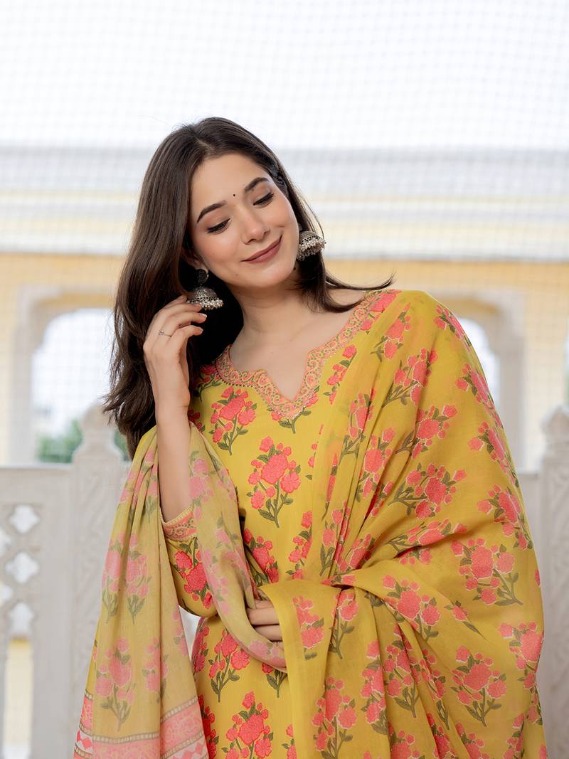 Green solid rayon blend printed fancy straight kurta trousers with dupatta