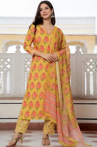 Green solid rayon blend printed fancy straight kurta trousers with dupatta