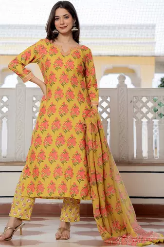 Green solid rayon blend printed fancy straight kurta trousers with dupatta