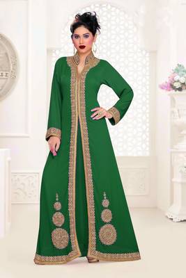 Dark Green color Full Sleeves Handmade Moroccan Kaftan 1