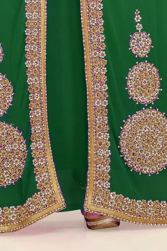 Dark Green color Full Sleeves Handmade Moroccan Kaftan