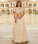 Beige Embroidery  Viscose Organza Lehenga Set