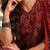 Women Red color cotton blend printed fancy flared kurta trousers with dupata