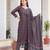 Maroon color cotton blend printed fancy flared kurta trousers with dupata