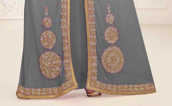 Grey color Full Sleeves Handmade Moroccan Kaftan 3