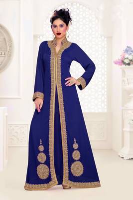 Navy Blue color Full Sleeves Handmade Moroccan Kaftan 1