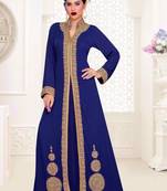 Navy Blue color luxurious Full Sleeves Handmade Moroccan Kaftan.