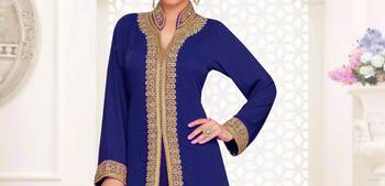 Navy Blue color Full Sleeves Handmade Moroccan Kaftan 2