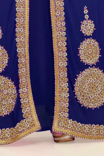 Navy Blue color Full Sleeves Handmade Moroccan Kaftan