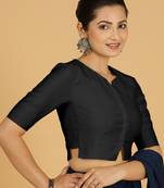 Black Viscose Sweetheart Plain readymade blouse
