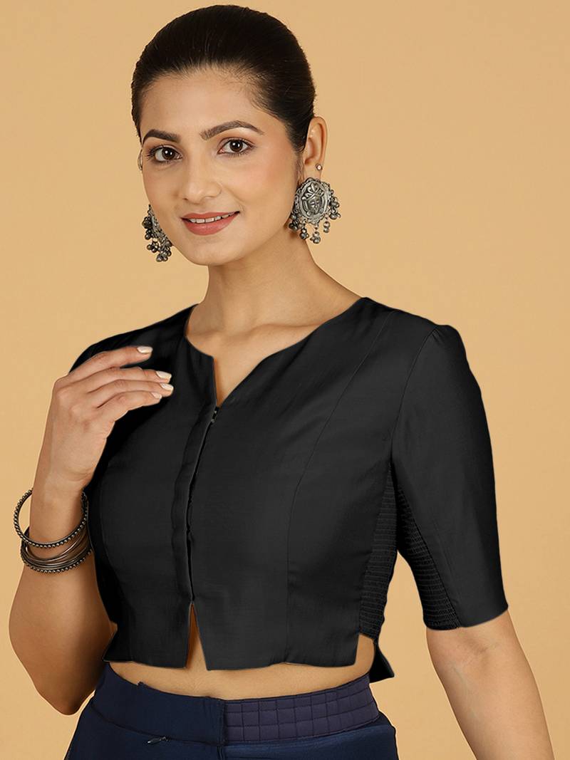 Black Viscose Sweetheart Plain readymade blouse