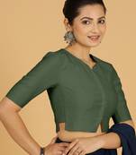 Green Viscose Sweetheart Plain readymade blouse