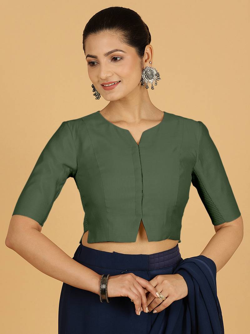 Green Viscose Sweetheart Plain readymade blouse