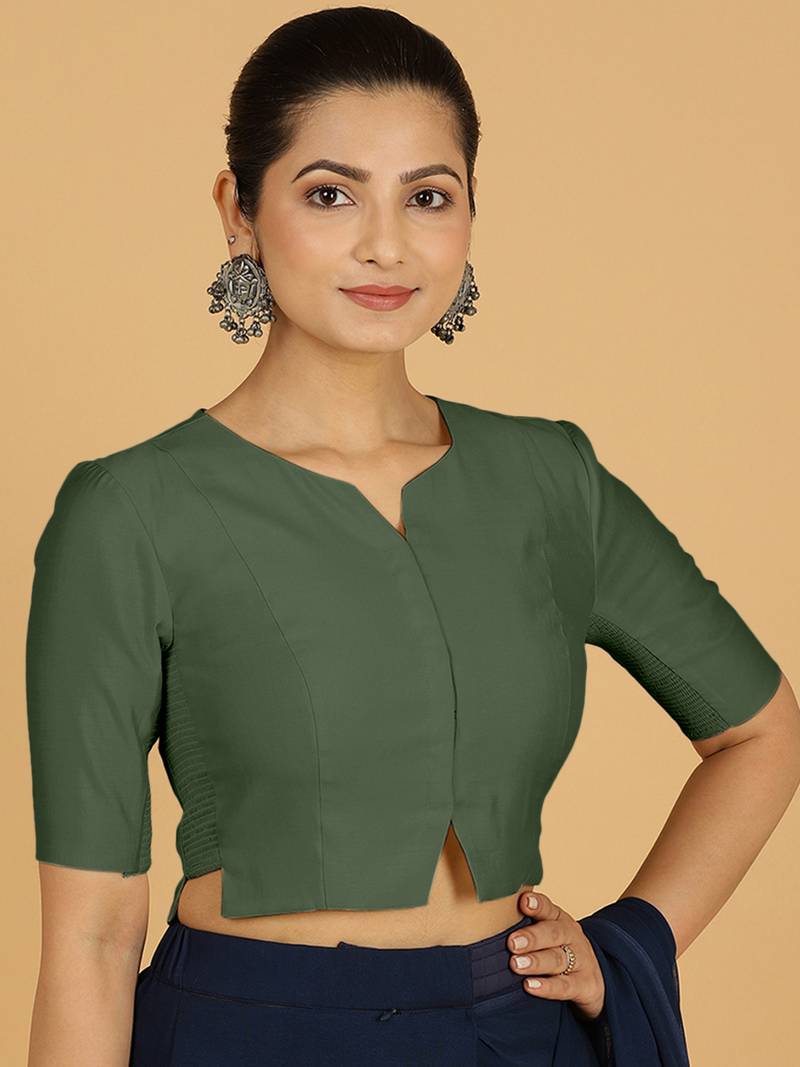 Green Viscose Sweetheart Plain readymade blouse