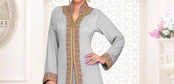 Off-White color Full Sleeves Handmade Moroccan Kaftan 2