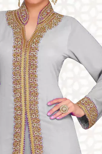 Off-White color Full Sleeves Handmade Moroccan Kaftan