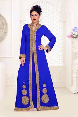 Royal Blue color Full Sleeves Handmade Moroccan Kaftan 1