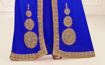 Royal Blue color Full Sleeves Handmade Moroccan Kaftan 3