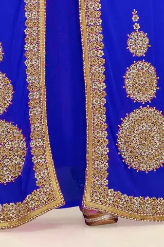 Royal Blue color Full Sleeves Handmade Moroccan Kaftan