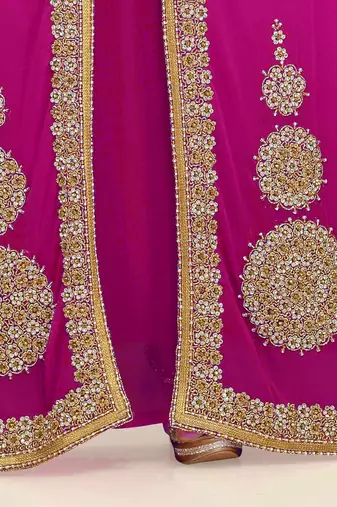 Wine color Full Sleeves Handmade Moroccan Kaftan