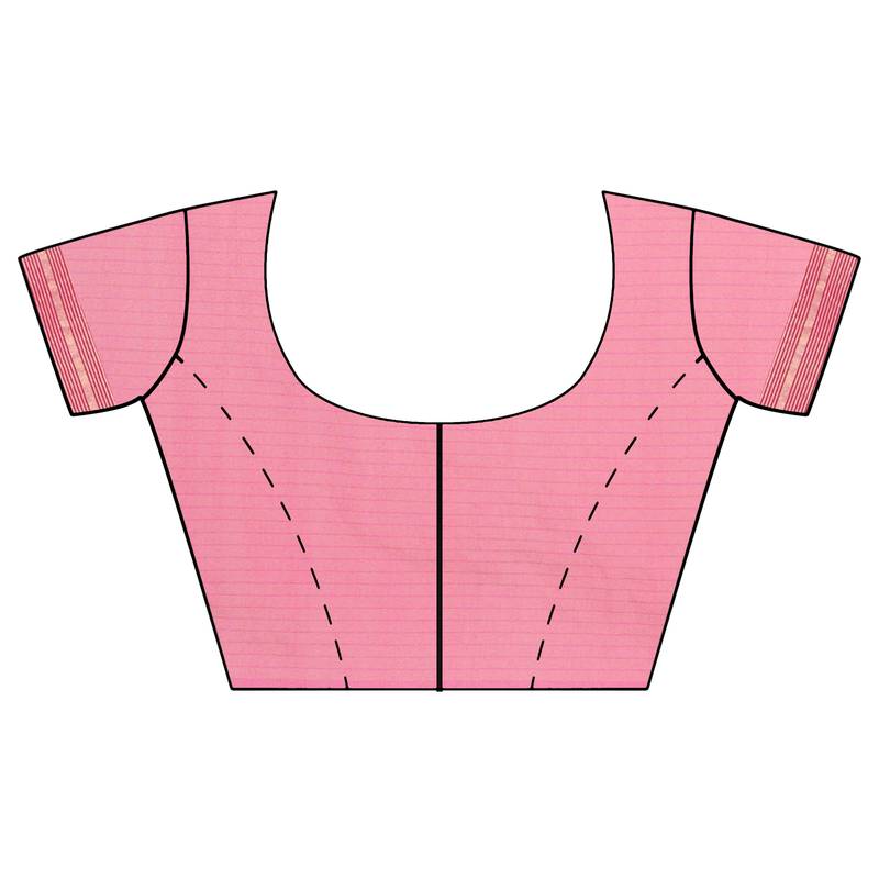 Women'S Baby Pink Jacquard Silk Blend Mangalagiri Woven Checkered Saree With Unstitched Blouse Piece