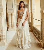 White  heavy embroidery organza saree set